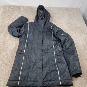Columbia Womens Sportswear Omni Shield Black Hooded Winter Parka Jacket Sz Med